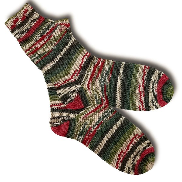 Gestrickte Dicke Socken Weihnachtsedition Grün-Rot Groesse 36/37